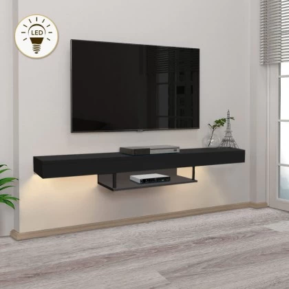 Έπιπλο τηλεόρασης επιτοίχιο Albares Megapap με LED χρώμα μαύρο 150x29,6x22εκ. Έπιπλο τηλεόρασης επιτοίχιο Albares Megapap με LED χρώμα μαύρο 150x29,6x22εκ.
