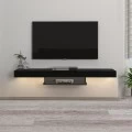 Έπιπλο τηλεόρασης επιτοίχιο Albares Megapap με LED χρώμα μαύρο 150x29,6x22εκ.