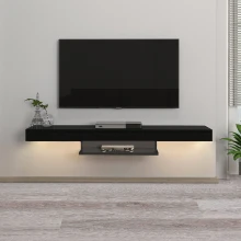 Έπιπλο τηλεόρασης επιτοίχιο Albares Megapap με LED χρώμα μαύρο 150x29,6x22εκ.