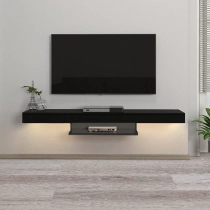 Έπιπλο τηλεόρασης επιτοίχιο Albares Megapap με LED χρώμα μαύρο 150x29,6x22εκ. Έπιπλο τηλεόρασης επιτοίχιο Albares Megapap με LED χρώμα μαύρο 150x29,6x22εκ.