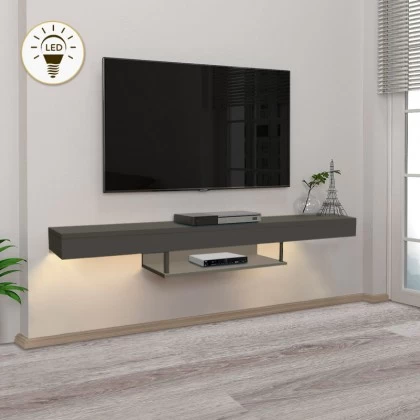 Έπιπλο τηλεόρασης επιτοίχιο Albares Megapap με LED χρώμα ανθρακί 150x29,6x22εκ. Έπιπλο τηλεόρασης επιτοίχιο Albares Megapap με LED χρώμα ανθρακί 150x29,6x22εκ.