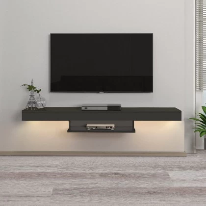 Έπιπλο τηλεόρασης επιτοίχιο Albares Megapap με LED χρώμα ανθρακί 150x29,6x22εκ. Έπιπλο τηλεόρασης επιτοίχιο Albares Megapap με LED χρώμα ανθρακί 150x29,6x22εκ.