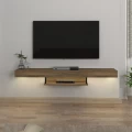 Έπιπλο τηλεόρασης επιτοίχιο Albares Megapap με LED χρώμα καρυδί 150x29,6x22εκ.