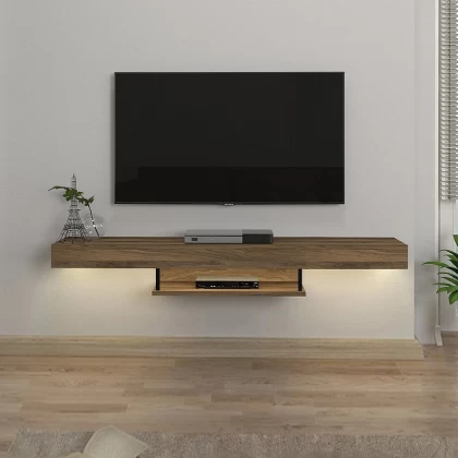 Έπιπλο τηλεόρασης επιτοίχιο Albares Megapap με LED χρώμα καρυδί 150x29,6x22εκ. Έπιπλο τηλεόρασης επιτοίχιο Albares Megapap με LED χρώμα καρυδί 150x29,6x22εκ.