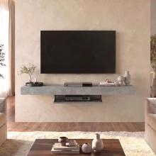 Έπιπλο τηλεόρασης επιτοίχιο Albares Megapap με LED χρώμα γκρι σκυροδέματος 150x29,6x22εκ.