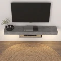 Έπιπλο τηλεόρασης επιτοίχιο Albares Megapap με LED χρώμα γκρι σκυροδέματος 150x29,6x22εκ.