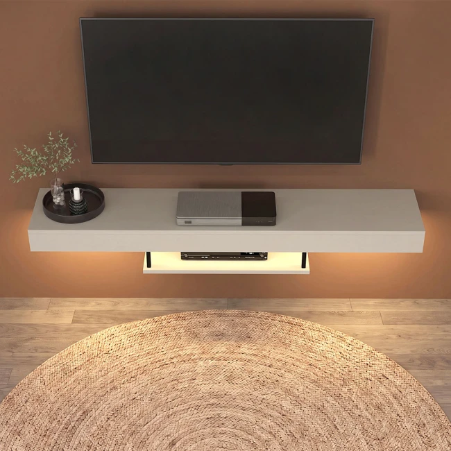Έπιπλο τηλεόρασης επιτοίχιο Albares Megapap με LED χρώμα sandstone 150x29,6x22εκ.