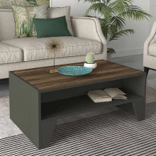 Τραπεζάκι σαλονιού Chester Megapap χρώμα ανθρακί - καρυδί 93,6x60x40εκ.