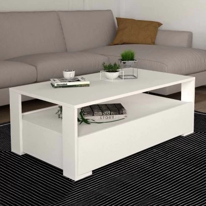 Τραπεζάκι σαλονιού Balina Megapap χρώμα λευκό 110x60x40εκ. Τραπεζάκι σαλονιού Balina Megapap χρώμα λευκό 110x60x40εκ.