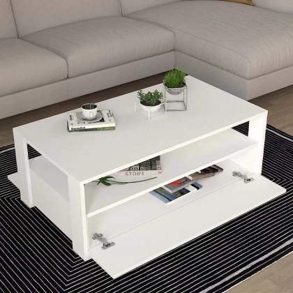 Τραπεζάκι σαλονιού Balina Megapap χρώμα λευκό 110x60x40εκ. Τραπεζάκι σαλονιού Balina Megapap χρώμα λευκό 110x60x40εκ.