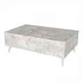 Τραπεζάκι σαλονιού Roy Megapap με σερβιτόρο χρώμα λευκό εφέ μαρμάρου 121x69x40εκ.