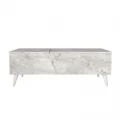 Τραπεζάκι σαλονιού Roy Megapap με σερβιτόρο χρώμα λευκό εφέ μαρμάρου 121x69x40εκ.