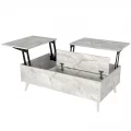 Τραπεζάκι σαλονιού Roy Megapap με σερβιτόρο χρώμα λευκό εφέ μαρμάρου 121x69x40εκ.