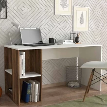 Γραφείο εργασίας Coral Megapap χρώμα λευκό - καρυδί 140x60x75εκ.