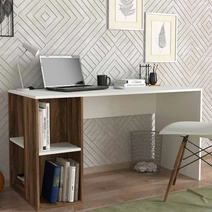 Γραφείο εργασίας Coral Megapap χρώμα λευκό - καρυδί 140x60x75εκ. Γραφείο εργασίας Coral Megapap χρώμα λευκό - καρυδί 140x60x75εκ.