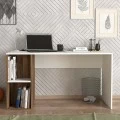Γραφείο εργασίας Coral Megapap χρώμα λευκό - καρυδί 140x60x75εκ.