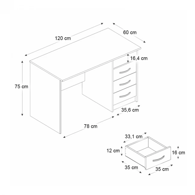 Γραφείο εργασίας Eldoris Megapap χρώμα καρυδί 120x60x75εκ.