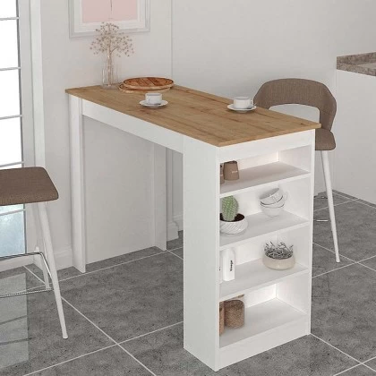 Τραπέζι μπαρ Monaco Megapap χρώμα λευκό - sapphire oak 120x51,6x101,8εκ. Τραπέζι μπαρ Monaco Megapap χρώμα λευκό - sapphire oak 120x51,6x101,8εκ.