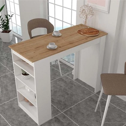 Τραπέζι μπαρ Monaco Megapap χρώμα λευκό - sapphire oak 120x51,6x101,8εκ. Τραπέζι μπαρ Monaco Megapap χρώμα λευκό - sapphire oak 120x51,6x101,8εκ.