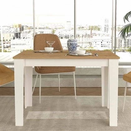 Τραπέζι Darlen Megapap χρώμα λευκό - sapphire oak 110x72x74εκ. Τραπέζι Darlen Megapap χρώμα λευκό - sapphire oak 110x72x74εκ.