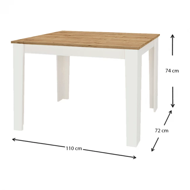 Τραπέζι Darlen Megapap χρώμα λευκό - sapphire oak 110x72x74εκ.