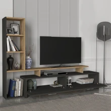 Σύνθεση τηλεόρασης Simal Megapap με LED χρώμα ανθρακί - sepet oak 168,2x31,3x120εκ.