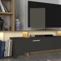 Σύνθεση τηλεόρασης Simal Megapap με LED χρώμα ανθρακί - sepet oak 168,2x31,3x120εκ.