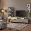 Σύνθεση τηλεόρασης Simal Megapap με LED χρώμα γκρι σκυροδέματος 168,2x31,3x120εκ.