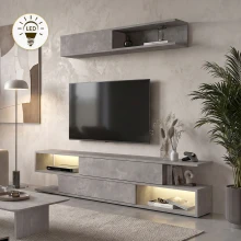 Σύνθεση τηλεόρασης Manet Megapap με LED χρώμα γκρι σκυροδέματος 180x29,5x39εκ.