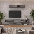 Σύνθεση τηλεόρασης Manet Megapap με LED χρώμα γκρι σκυροδέματος 180x29,5x39εκ.