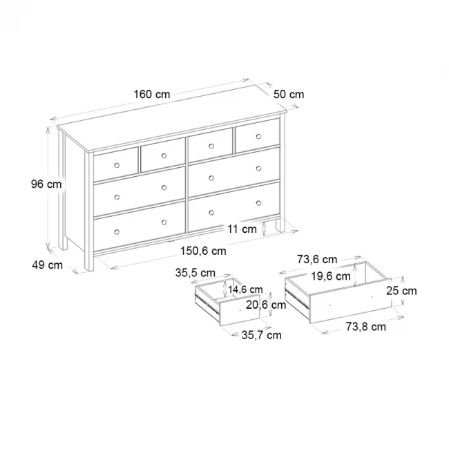 Συρταριέρα - Μπουφές Sabina Megapap χρώμα ανθρακί 160x50x96εκ. Συρταριέρα - Μπουφές Sabina Megapap χρώμα ανθρακί 160x50x96εκ.