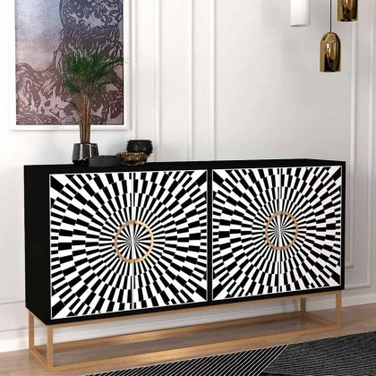 Μπουφές Gradel Megapap χρώμα μαύρο - ασπρόμαυρο 150x35x83,6εκ. Μπουφές Gradel Megapap χρώμα μαύρο - ασπρόμαυρο 150x35x83,6εκ.