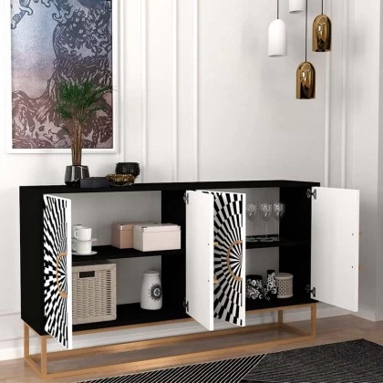 Μπουφές Gradel Megapap χρώμα μαύρο - ασπρόμαυρο 150x35x83,6εκ. Μπουφές Gradel Megapap χρώμα μαύρο - ασπρόμαυρο 150x35x83,6εκ.