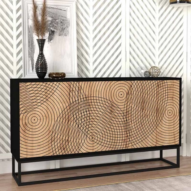 Μπουφές Themis Megapap χρώμα μαύρο - sapphire oak 150x35x83,6εκ. Μπουφές Themis Megapap χρώμα μαύρο - sapphire oak 150x35x83,6εκ.