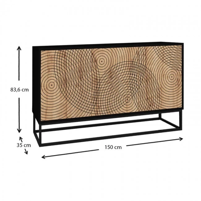 Μπουφές Themis Megapap χρώμα μαύρο - sapphire oak 150x35x83,6εκ. Μπουφές Themis Megapap χρώμα μαύρο - sapphire oak 150x35x83,6εκ.