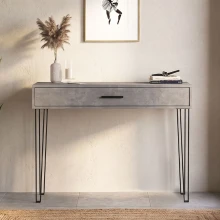 Κονσόλα Rochel Megapap χρώμα γκρι σκυροδέματος 120x35x89,8εκ.