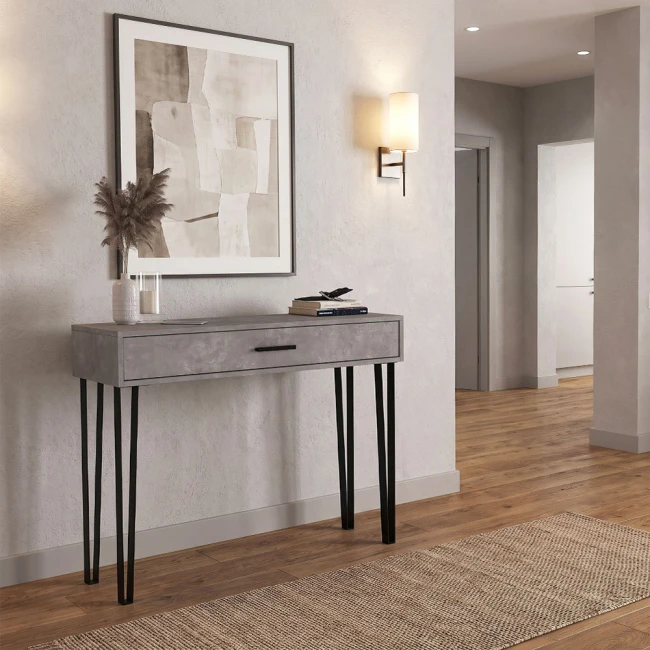 Κονσόλα Rochel Megapap χρώμα γκρι σκυροδέματος 120x35x89,8εκ.