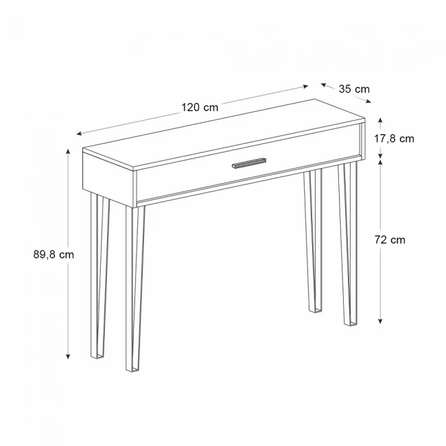 Κονσόλα Rochel Megapap χρώμα γκρι σκυροδέματος 120x35x89,8εκ.