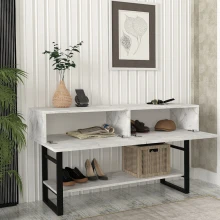 Κονσόλα Aron Megapap χρώμα λευκό εφέ μαρμάρου 138,8x41x75,7εκ.