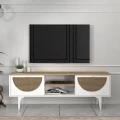 Έπιπλο τηλεόρασης Aureta Megapap χρώμα λευκό - sapphire oak 150x35x52,8 εκ.