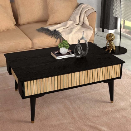 Τραπεζάκι σαλονιού Bolea Megapap χρώμα modern black - φυσικό οξιάς 90x60x38,6εκ. Τραπεζάκι σαλονιού Bolea Megapap χρώμα modern black - φυσικό οξιάς 90x60x38,6εκ.