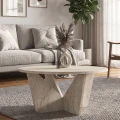 Τραπεζάκι σαλονιού Lagerta Megapap χρώμα travertine Ø75x35εκ.