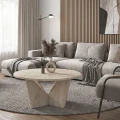 Τραπεζάκι σαλονιού Lagerta Megapap χρώμα travertine Ø75x35εκ.