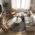 Τραπεζάκι σαλονιού Lagerta Megapap χρώμα travertine Ø75x35εκ.