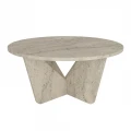 Τραπεζάκι σαλονιού Lagerta Megapap χρώμα travertine Ø75x35εκ.