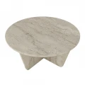 Τραπεζάκι σαλονιού Lagerta Megapap χρώμα travertine Ø75x35εκ.