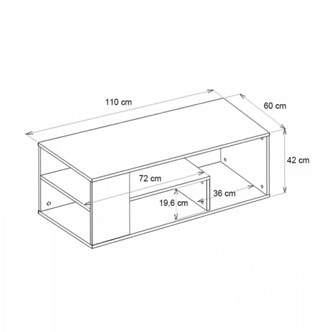 Τραπεζάκι σαλονιού Abdera Megapap χρώμα λευκό εφέ μαρμάρου 110x60x42εκ.