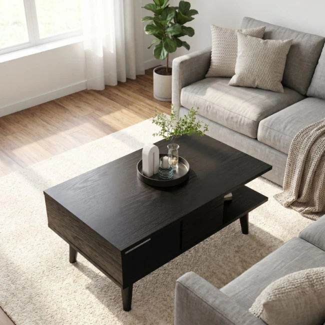 Τραπεζάκι σαλονιού Andros Megapap χρώμα sencron black 90x54x39,6εκ.