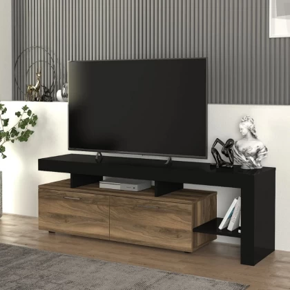 Έπιπλο τηλεόρασης Acnes Megapap χρώμα μαύρο - καρυδί 160x40x53εκ. Έπιπλο τηλεόρασης Acnes Megapap χρώμα μαύρο - καρυδί 160x40x53εκ.