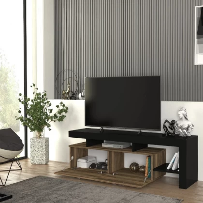 Έπιπλο τηλεόρασης Acnes Megapap χρώμα μαύρο - καρυδί 160x40x53εκ. Έπιπλο τηλεόρασης Acnes Megapap χρώμα μαύρο - καρυδί 160x40x53εκ.